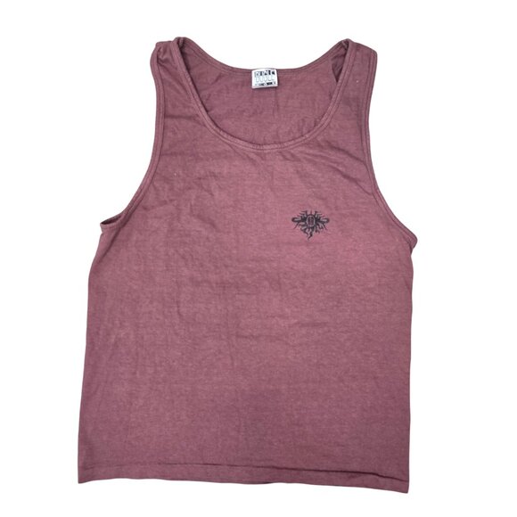 Vintage Bugle Boy Mens Medium Tank Top 100% Cotton Burgundy Aztec Graphic Muscle - Picture 5 of 5